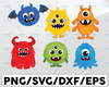 Monsters Svg Bundle, Silly Monster with Horns Clipart, One Eyed Cut File, Little Monster Birthday Bash Party, Silhouette Cricut