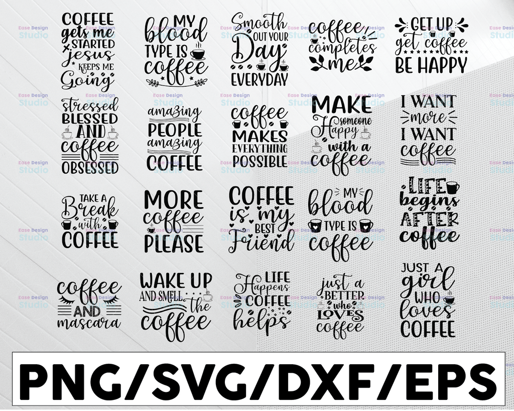 Coffee SVG Bundle, Coffee Lovers, Coffee Obsessed, Funny Coffee SVG, Caffeine Queen, Mug Svg, Coffee mug, Cut File Cricut