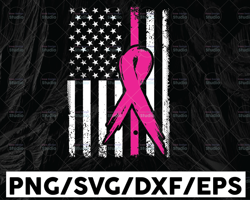 Breast Cancer Awareness Flag SVG, Distressed Flag SVG, Pink Ribbon, cancer awareness svg cut file for cricut, png, eps, clipart