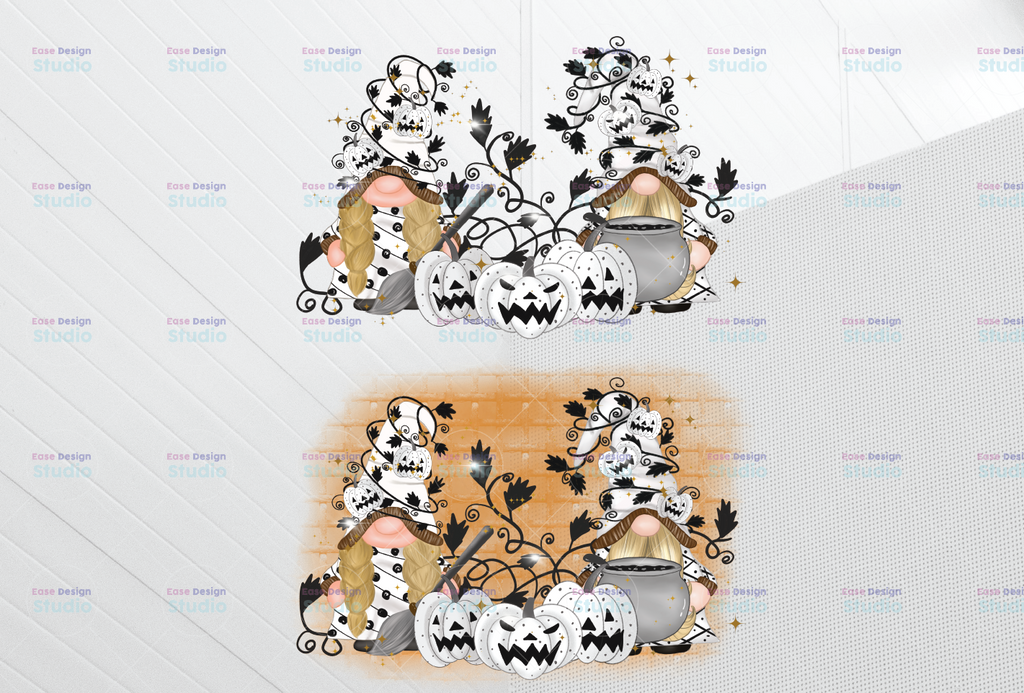 Ghost Gnome Png design, Couple Gnome Ghost clip art, cute characters, Pumpkins png, Halloween Sublimation Designs, instant download