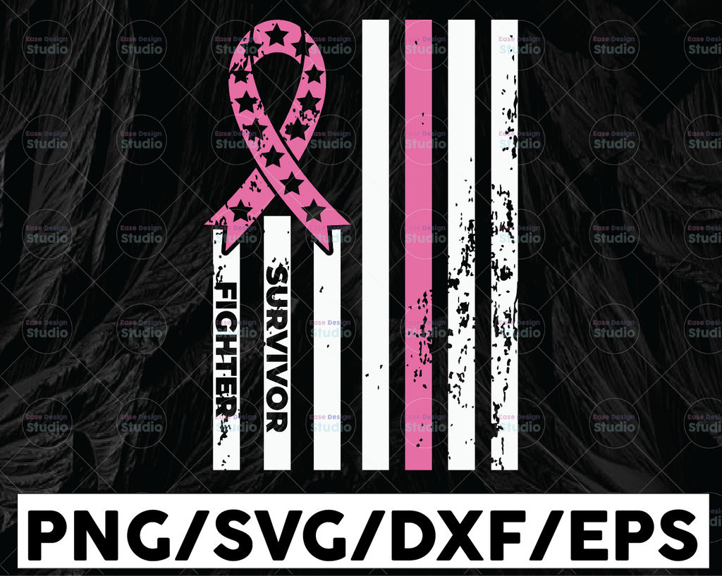 Breast Cancer Awareness Flag SVG, Distressed Flag SVG, Pink Ribbon, cancer awareness svg cut file for cricut, png, eps, clipart