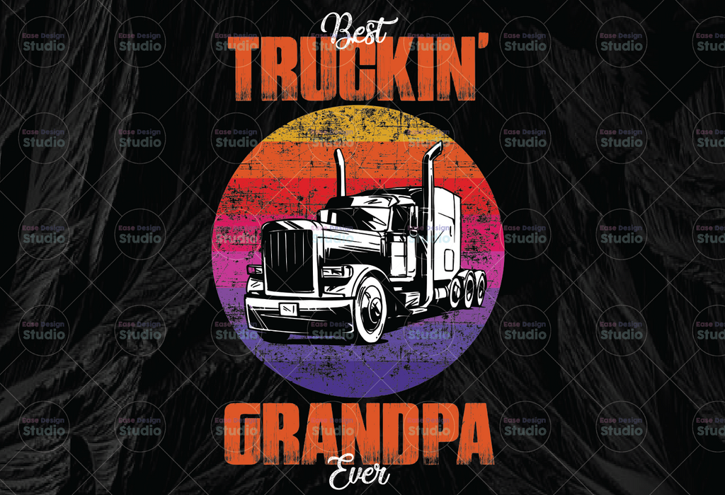 Best Truckin Grandpa Ever Vintage PNG, Trucker Grandpa , Trucker Gift, Fathers Day, Truck Driver, Gift for Grandpa, Trucker Men, Digital File