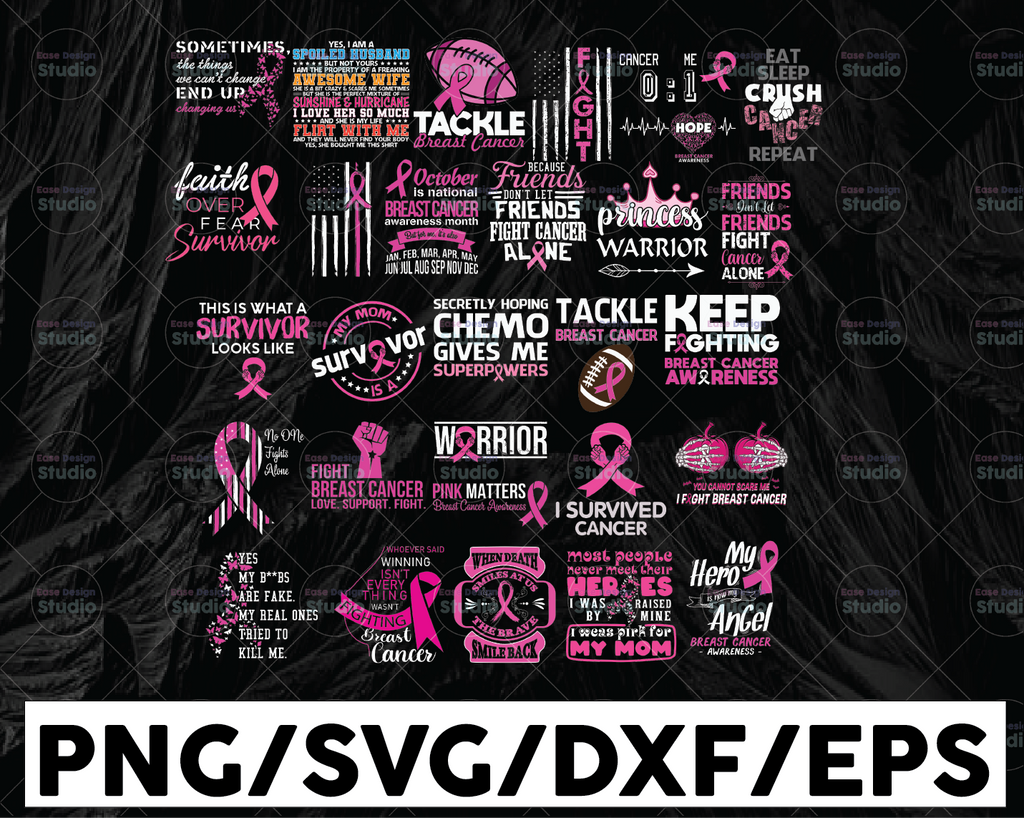 Breast Cancer SVG Bundle, Cancer Awareness Svg, Cancer Survivor Svg, Breast Cancer Svg, Fight Cancer Svg, cut files, Cricut, Silhouette, PNG