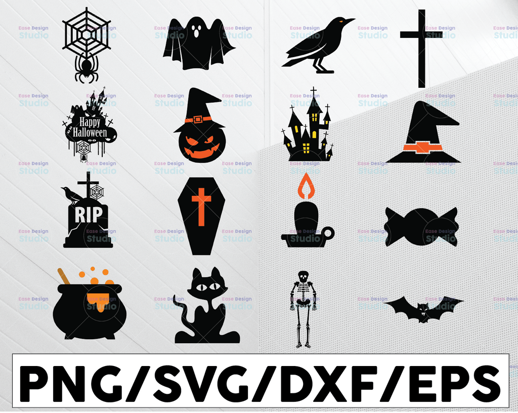 Halloween Bundle Svg, Happy Halloween Svg, Halloween Ghost svg,Spiderwebs Svg, Halloween Silhouette SVG,Halloween Clipart