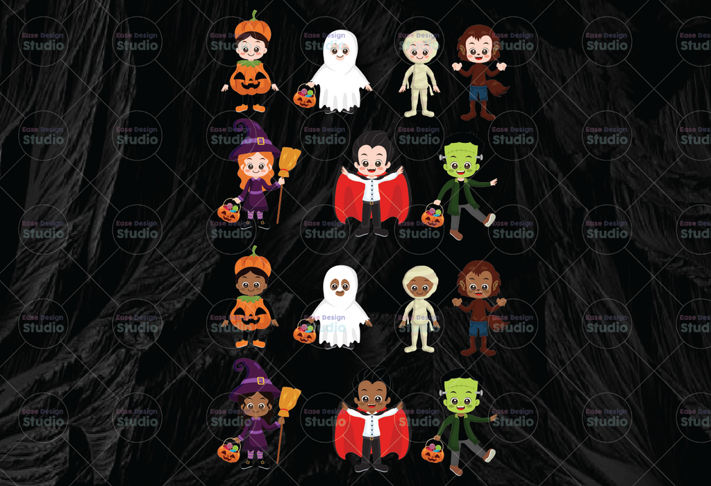 Halloween Bundle PNG, Halloween Png, Characters,Halloween clipart wolf clipart, witch clipart Bat,Vampire, cute ghost