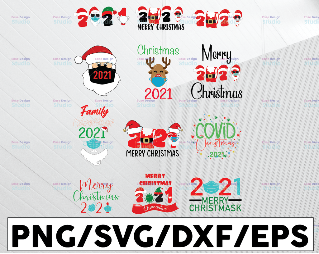 2021 Merry Christmas Svg Bundle, Funny Santa Face svg, Christmas 2021 svg, cut file, instant download, digital, silhouette cameo, cricut