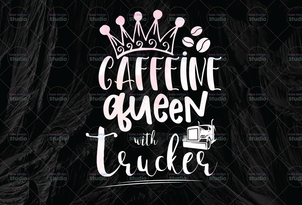 Caffeine Queen With Trucker Tie Dye PNG, Truck Driver png, Digital Download Print,Trucking Quote png, Silhouette