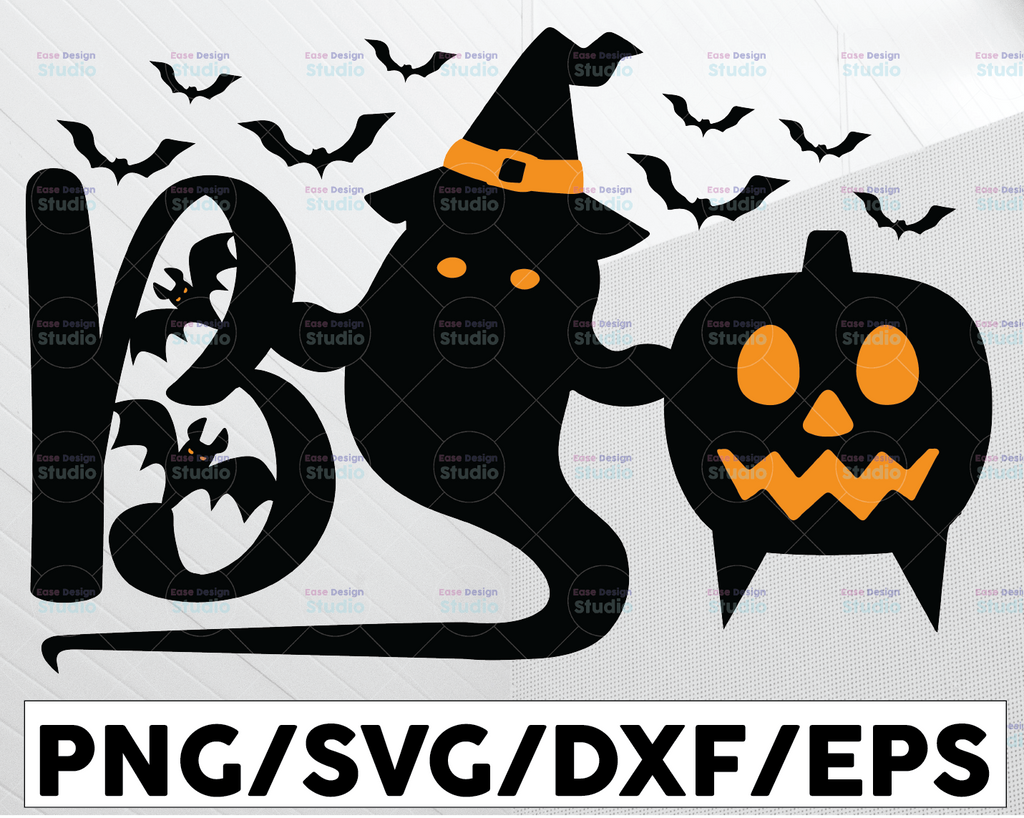 Funny Halloween SVG, Boo SVG, Ghost SVG, Pumpkin Face, Bat, Spider Web, Files for Cricut, Sublimation Designs Downloads