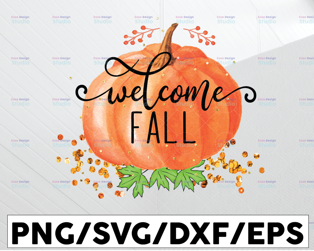 Welcome Fall Pumpkin PNG, Fall Autumn png for sublimation, Digital Download