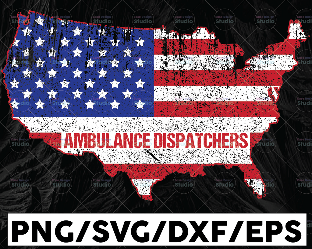 Ambulance Dispatchers svg, Emergency svg, ambulance map svg, america map, cutting files for Silhouette Cameo, Cricut