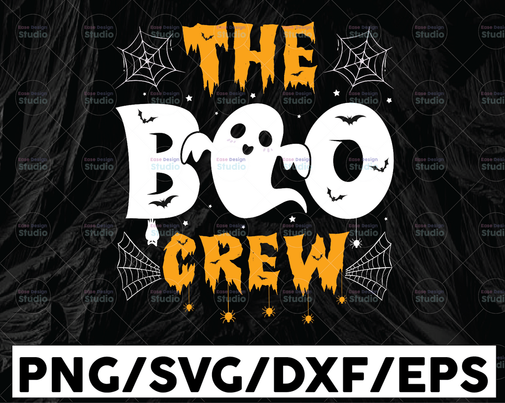 The Boo Crew Svg, Halloween Svg, Halloween Shirt Svg, Bats Clipart, Boo Svg, Ghost Svg, Dxf, Eps, Spooky Cut Files