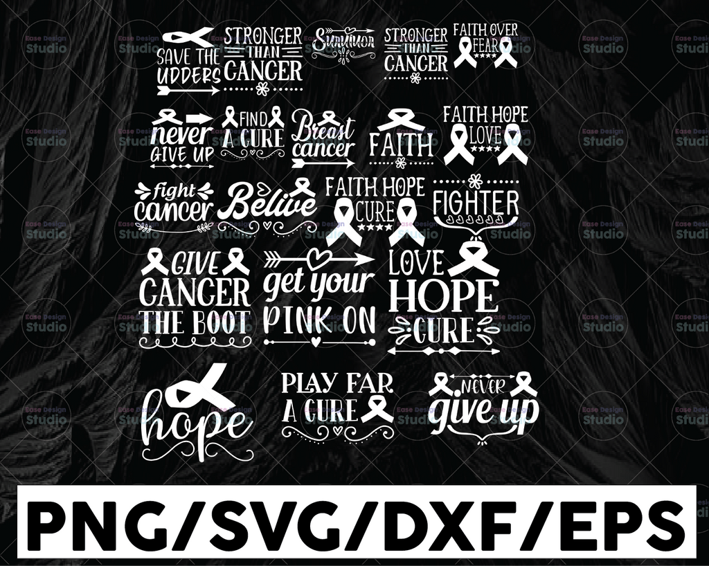 Breast Cancer SVG Bundle, Survivor Svg, Ribbon Svg, Pink Ribbon SVG, Breast Cancer SVG, Cut Files, Cricut, Silhouette, Vector
