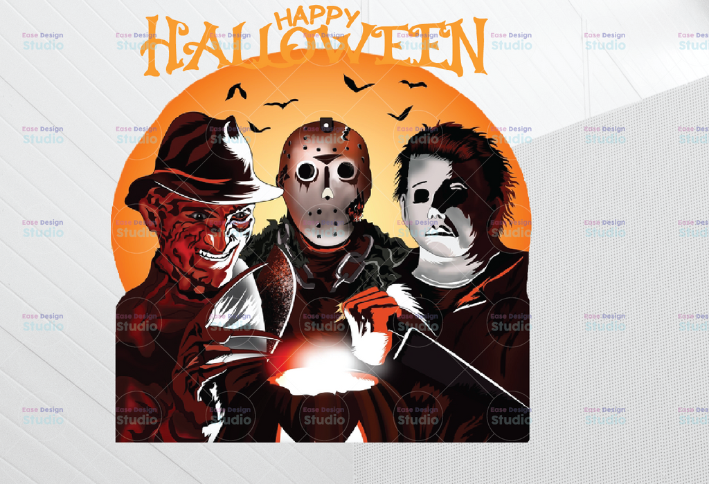 Happy Halloween PNG, Halloween Horror Characters PNG, Horror Movie Killers PNG Happy Halloween Halloween Gift, Halloween shirt Design png