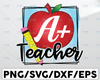 Teacher PNG, Apple Sublimation Design, Hand Drawn, Sublimation PNG, Digital Download, Printable Artwork, Digital Art, School