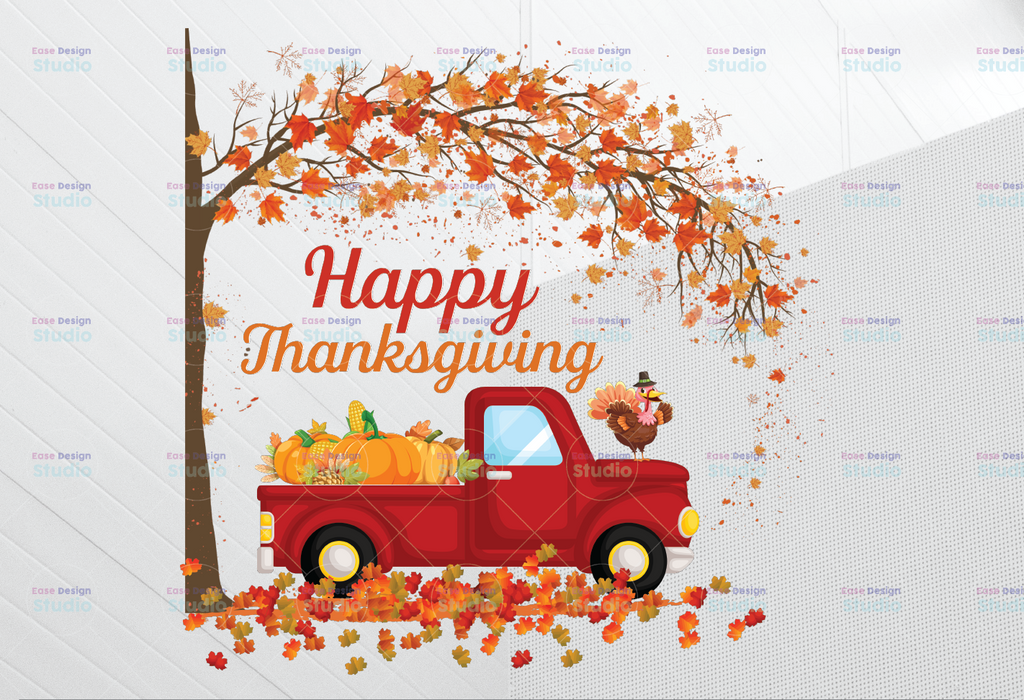 Happy Thanksgiving Sublimation PNG File, Pumpkin png, Turkey png, Thanksgiving clipart, Fall Vintage Truck sublimation, Fall png, Instant Download