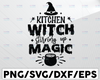 Kitchen witch stirring up magic SVg, Halloween fun baking cooking digital cut files,silhouette cameo, diy decals