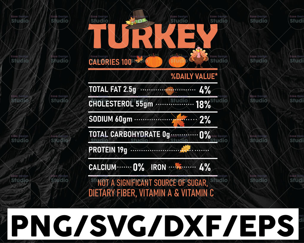 Turkey Calories Facts, Thanksgiving svg, food svg, nutrition fact svg, diet svg, calories sign svg, Thanks and Giving svg, Fall svg,Cut Files