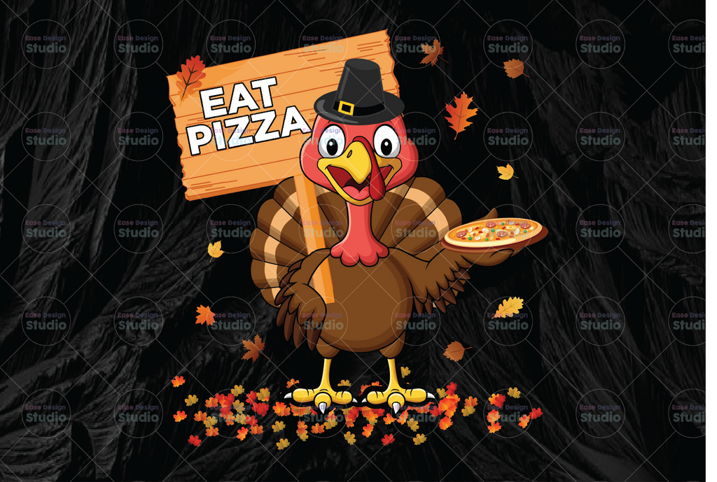Turkey Eat Pizza PNG, Thanksgiving sublimation Png File, Kids Funny Thanksgiving PNG for print, Digital Download