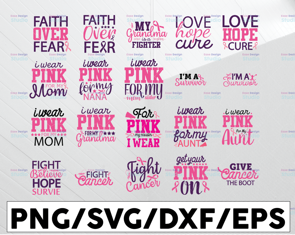 Breast Cancer SVG Bundle, Breast Cancer Svg, Cancer Awareness Svg, Cancer Survivor Svg,Fight Cancer Svg,cut files,Cricut, Silhouette