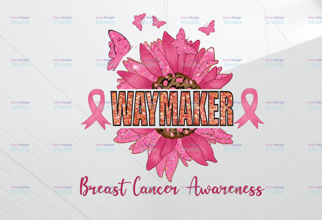 Breast Cancer Awareness Sunflower PNG, Breast Cancer Awareness, Pink Ribbon Sublimation Design Downloads, Png Download Designs