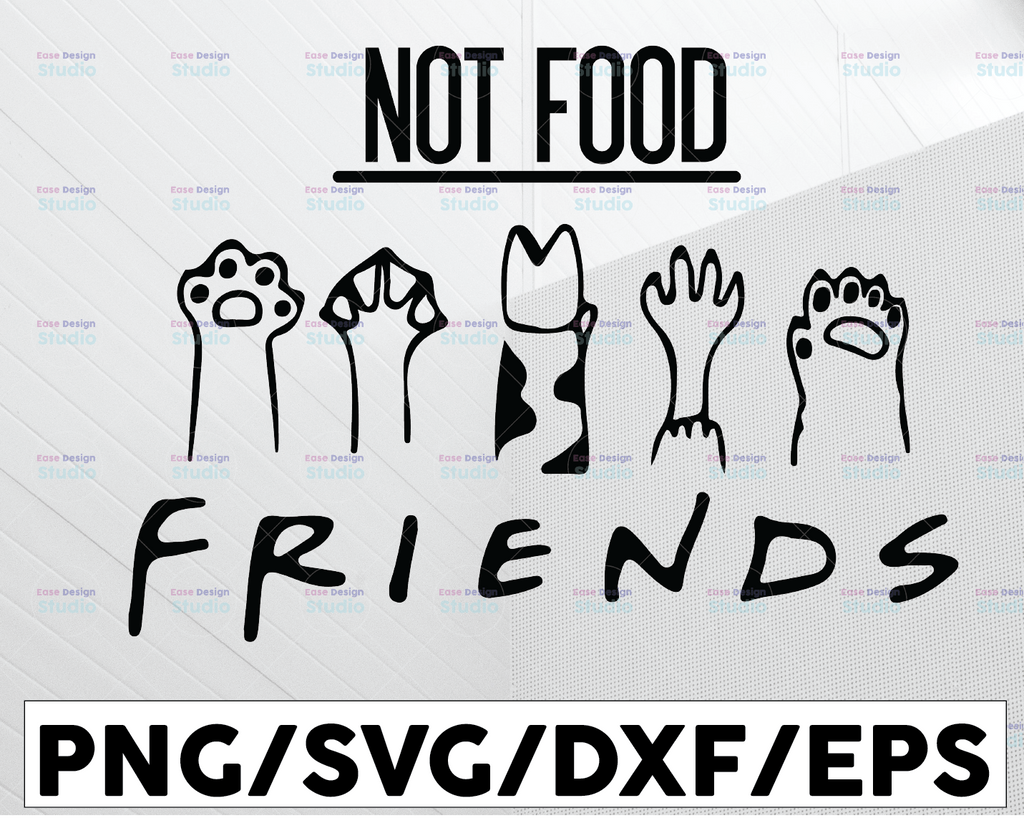 Friends Not Food SVG, Funny Animals Svg, Vegan Presents Svg, Herbivore Svg, Vegetarian Svg, Meat Free Bumper Svg, Animal Rights Svg