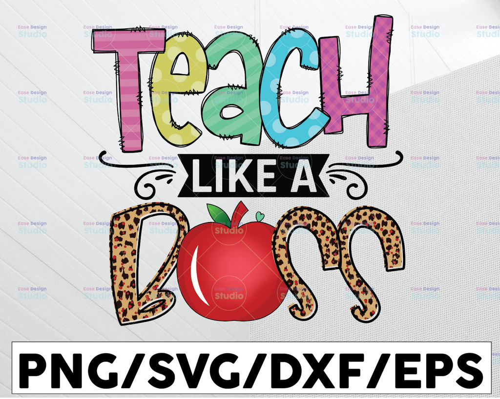 Teach Like A Boss Png, Teacher Life PNG, Teacher Shirt Design Png,Teacher Png Bundle, Leopard Png, instant download