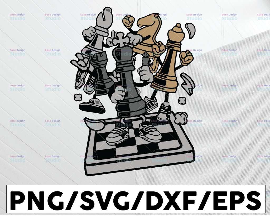Chess Board Leisure Games Play Queen Pieces Strategic Sport Victory Battle SVG .EPS PNG Vector Clipart Cricut Silhouette Circuit Cut Cutting