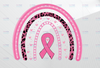 Breast Awareness Rainbow PNG, Sublimation Download, breast cancer, cure, in October we wear pink, fall, autumn, ribbon, cheetah, leopard, doodle,