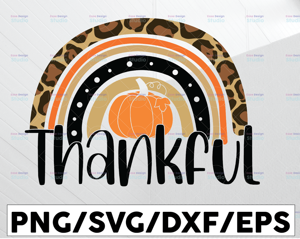 Thankful Rainbow SVG, Leopard Rainbow SVG, Thanksgiving Turkey Svg, Thanksgiving, Thanksgiving Rainbow