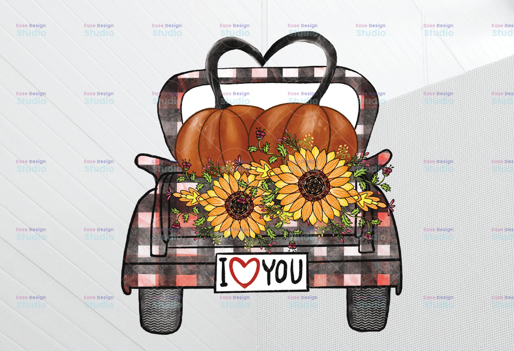 I love fall png, Fall sublimation designs downloads,digital download,sublimation graphics,fall truck design,pumpkin truck,plaid truck