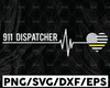 911 Dispatcher Heart Beat SVG, America heart flag svg png pdf cutting files for silhouette or cricut