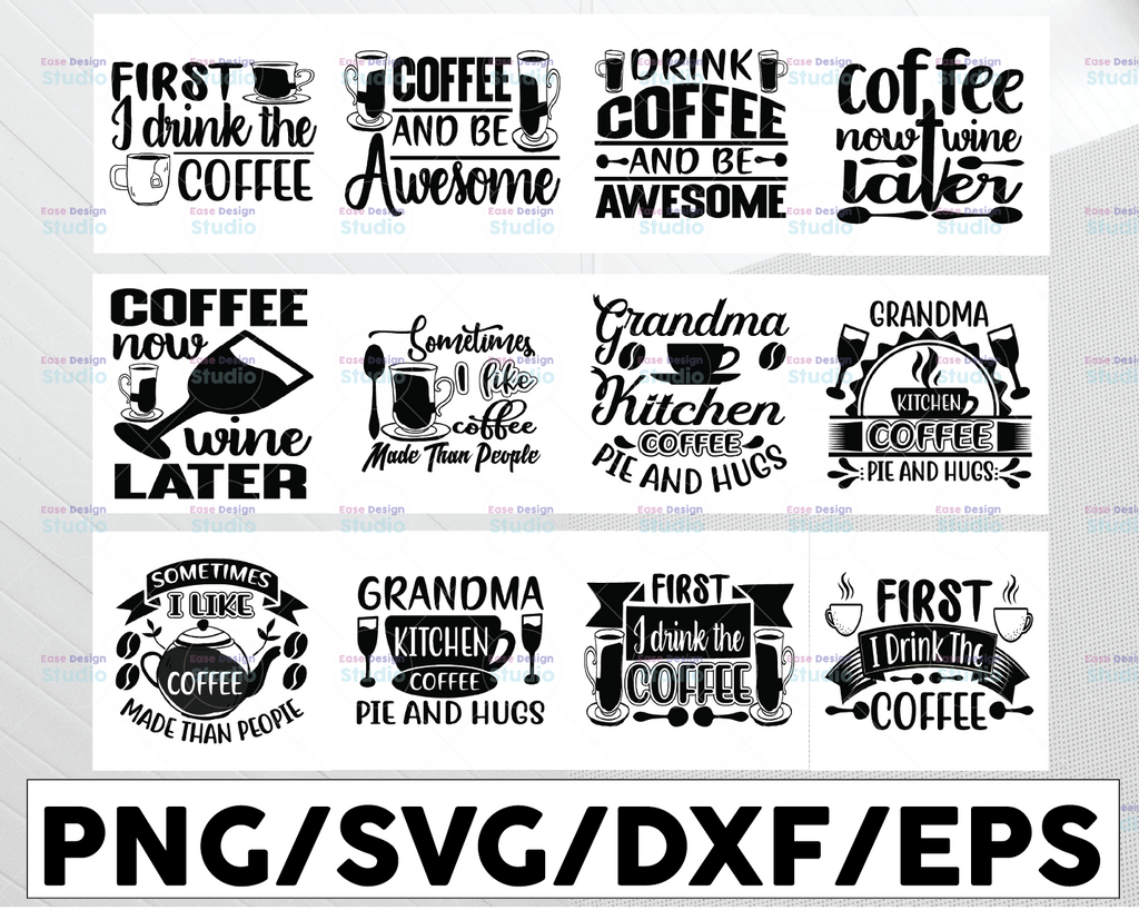 Coffee SVG Bundle, Funny Coffee SVG, Coffee Lover Svg, Caffeine Queen, Coffee Lovers, Coffee Obsessed, Mug Svg, Coffee mug, Cut File Cricut