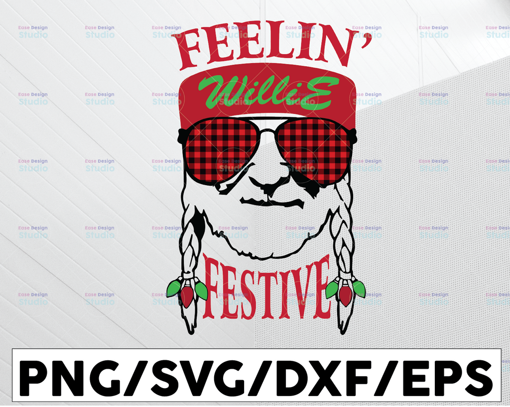 Feelin' Festive svg,Feelin' Willie Christmas SVG / Willie Nelson Christmas SVG Digital Cutting File dxf,eps,png, Digital Download