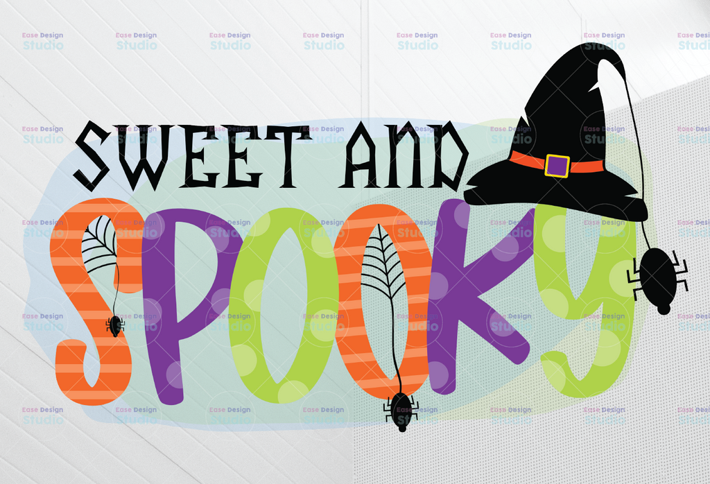 Sweet and Spooky Tie Dye Png, witch hat and spider png for sublimation, digital Download, Print