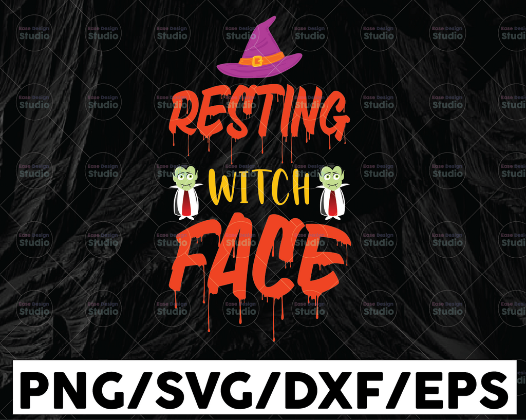 Resting Witch Face SVG, Halloween SVG, Witch Svg, Witch Shirt SVG, Halloween Costume Svg, Cricut Cut Files, Silhouette