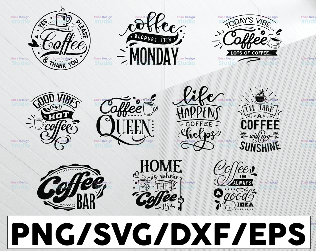 Coffee SVG Bundle, Funny Coffee SVG, Coffee Lover Svg, Caffeine Queen, Coffee Lovers, Coffee Obsessed, Mug Svg, Coffee mug, Cut File Cricut