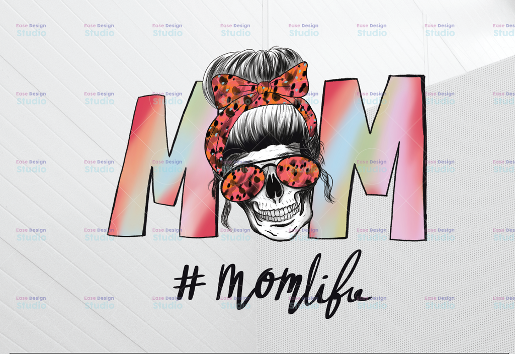 Mom Skull Tie Dye PNG, Mom Life png, Halloween Png, Messy bun png, Halloween design Digital Download