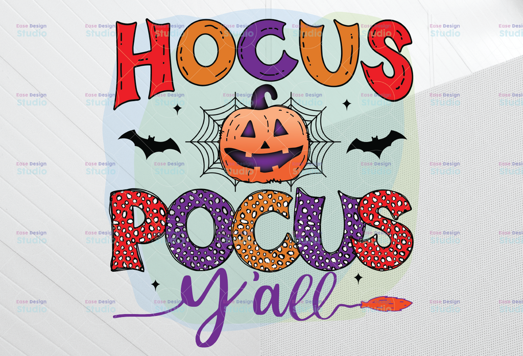 Hocus pocus y'all PNG, Pumpkin and spider web png, Halloween shirt design,cut files for cricut, silhouette cut file hocus pocus cut file