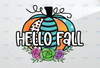 Hello Fall Pumpkin Png, Hello Fall design, transparent PNG file for sublimation, Halloween design, Striped & Leopard pumpkin design