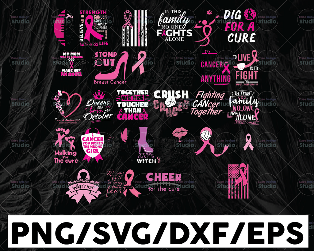 Breast Cancer SVG Bundle, Cancer Awareness Svg, Cancer Survivor Svg, Breast Cancer Svg, Fight Cancer Svg, cut files, Cricut, Silhouette, PNG