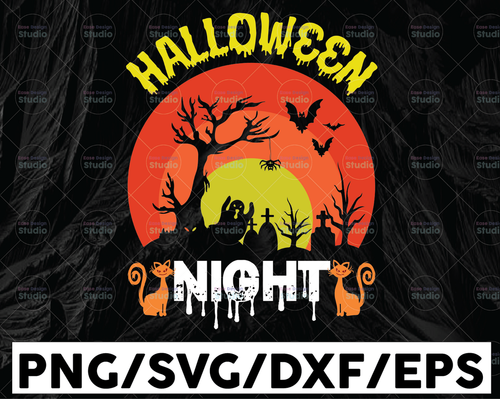 Halloween Night Svg, Halloween shirt design svg, Spooky svg, Spooky Vibes svg, Digital download, Instant Download, Cricut, cutting file