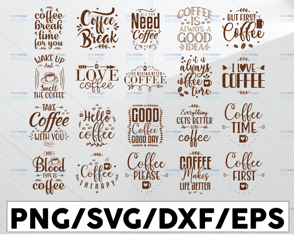 Coffee SVG Bundle, Coffee Lovers, Coffee Obsessed, Funny Coffee SVG, Caffeine Queen, Mug Svg, Coffee mug, Cut File Cricut