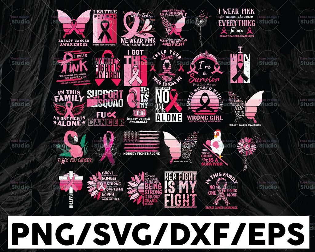 Breast Cancer Svg Bundle, Pink Ribbon Svg, Cancer Awareness Svg, Cancer Ribbon Svg, Hope Svg, Faith Over Fear Svg, October Svg, Cancer Shirt Svg