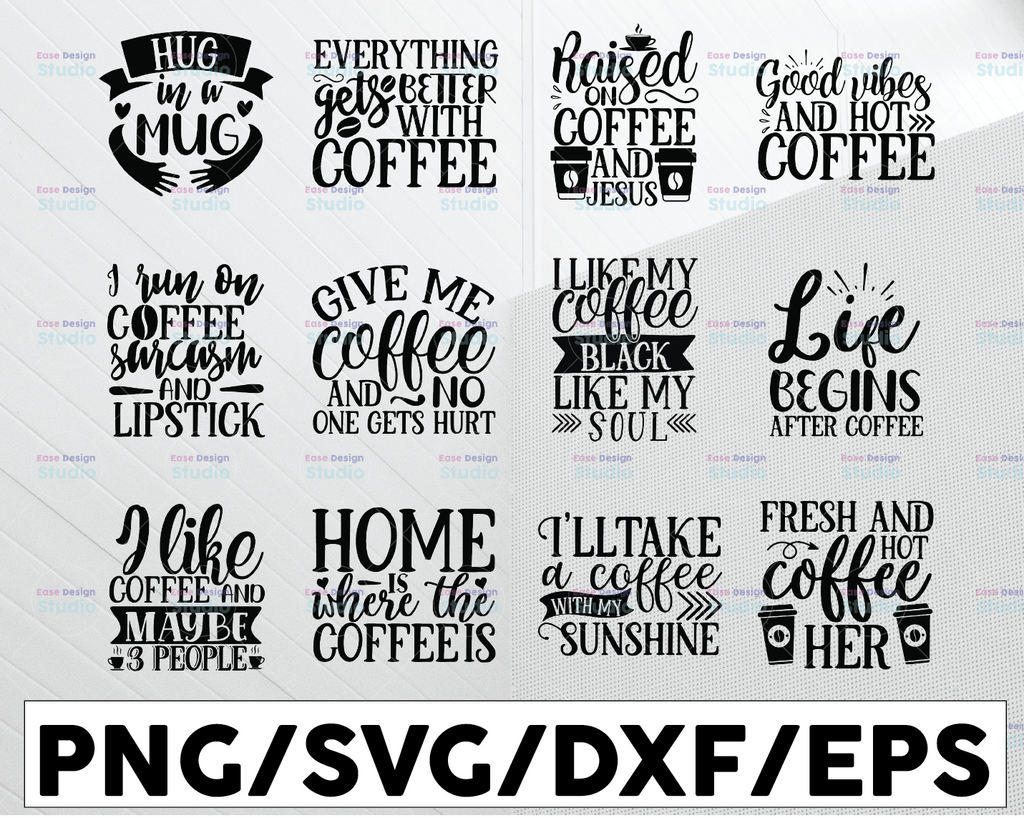 Coffee SVG Bundle, Coffee Lovers, Coffee Obsessed, Funny Coffee SVG, Caffeine Queen, Mug Svg, Coffee mug, Cut File Cricut