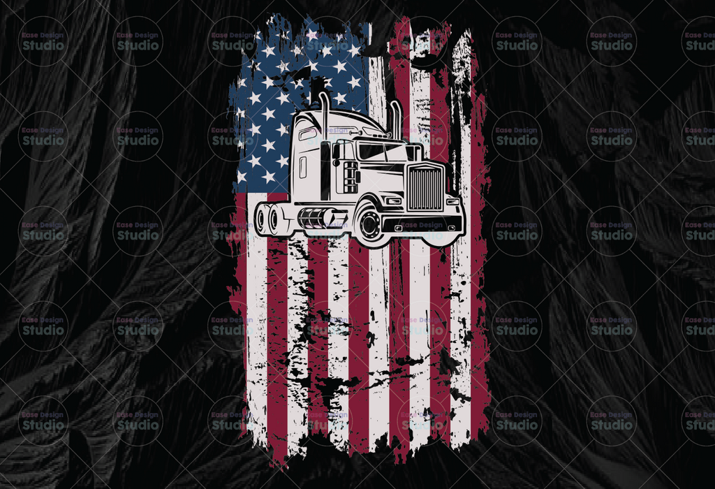 Trucker Flag PNG, Distressed American Flag, US Semi Truck PNG File, Truck png, Semi Truck png, sublimation, digital download