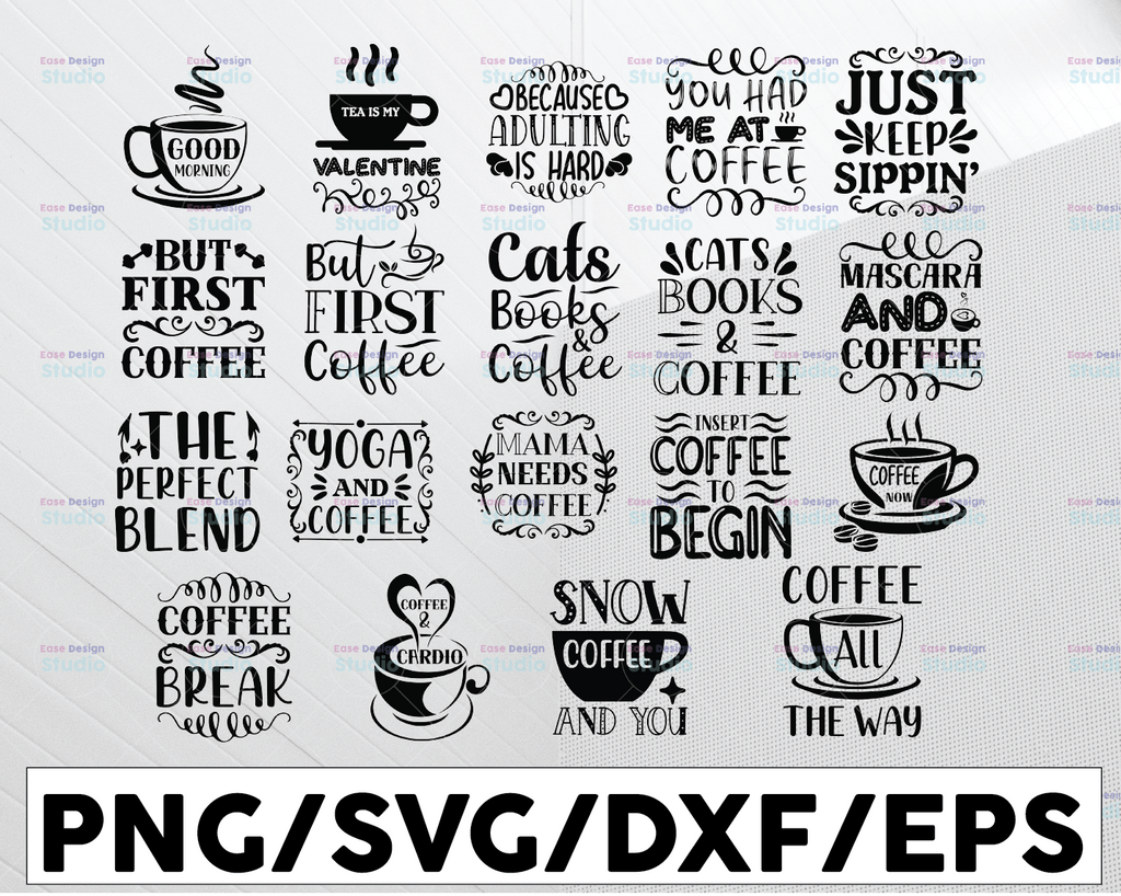 Coffee SVG Bundle, Coffee Lovers, Coffee Obsessed, Funny Coffee SVG, Caffeine Queen, Mug Svg, Coffee mug, Cut File Cricut