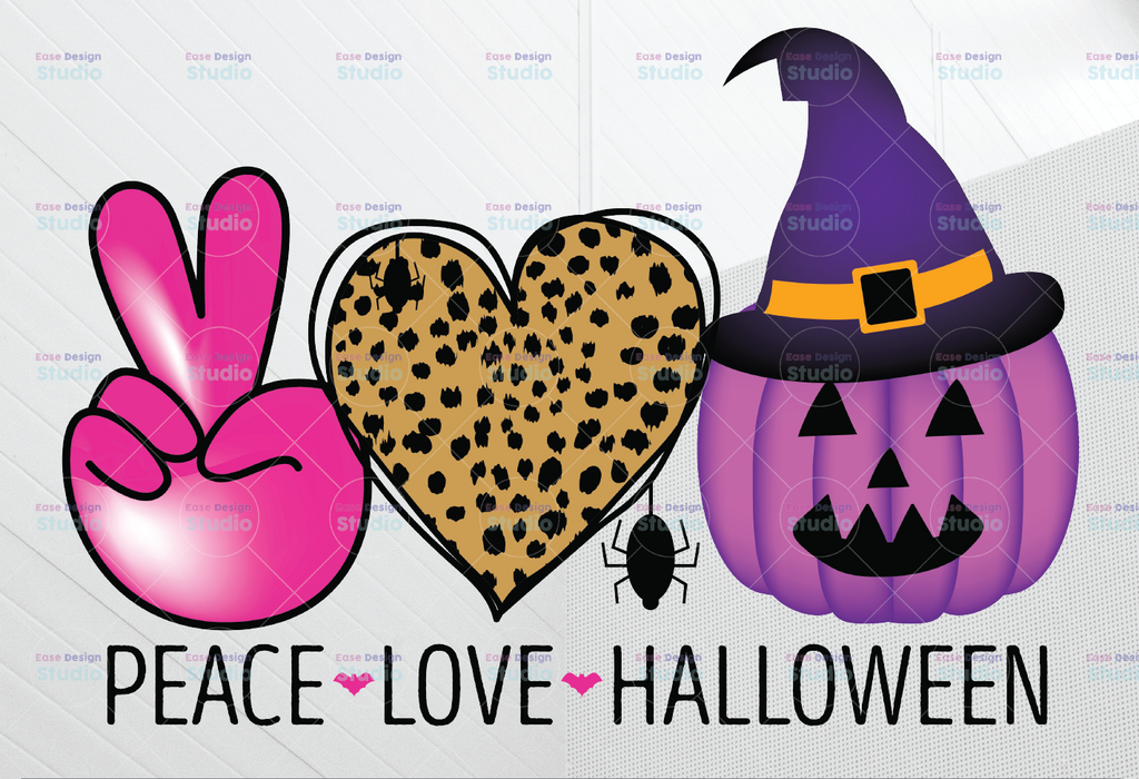 Peace Love Halloween Sublimation PNG Design, Peace Love Halloween png, Halloween PNG, Pumpkin Png, Pumpkin Halloween png