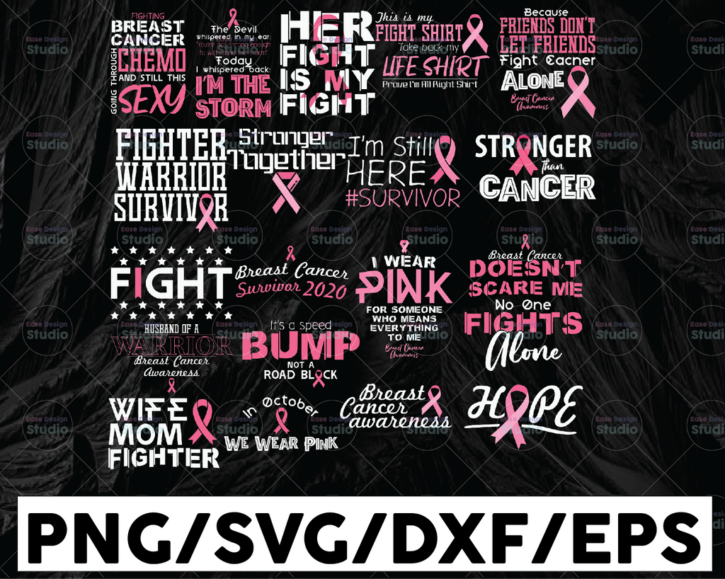 Breast Cancer Svg Bundle, Pink Ribbon Svg, Cancer Awareness Svg, Cancer Ribbon Svg, Hope Svg, Faith Over Fear Svg, October Svg, Cancer Shirt Svg