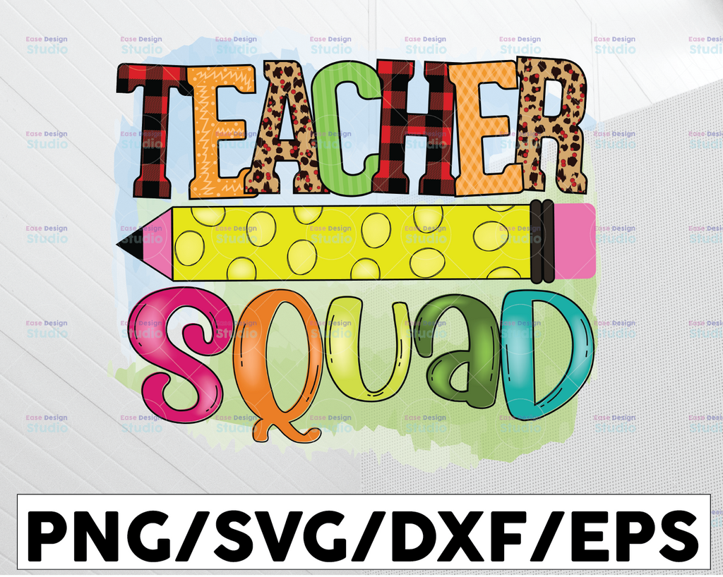 Teacher Squad Png, Teacher Png Bundle, Teacher Saying Quote Png, Teacher Appreciation Png, Digital Download,Tie Dye Design