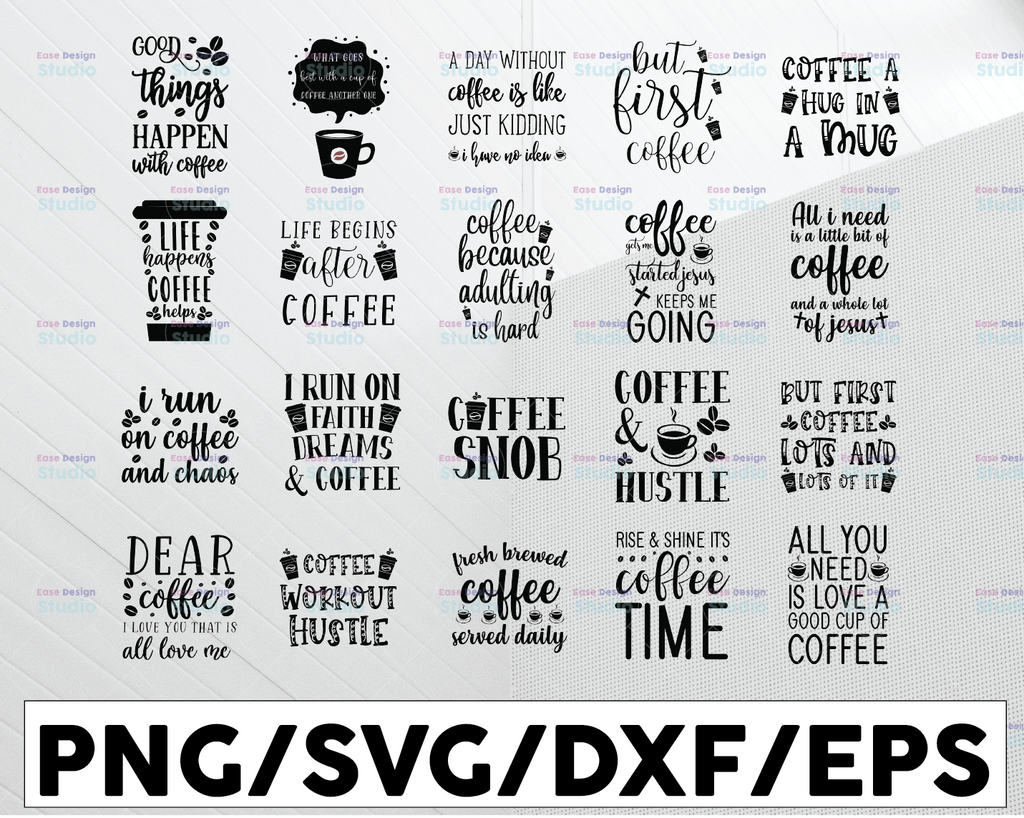 Coffee SVG Bundle, Coffee Lovers, Coffee Obsessed, Funny Coffee SVG, Caffeine Queen, Mug Svg, Coffee mug, Cut File Cricut